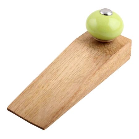 Lime Round Ceramic Wooden Door Stopper